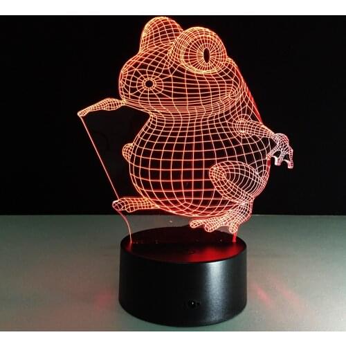 Frog Shape 3D Visual Night Lamp Battery Powered Nightlights Touch Switch LED Baby Sleeping Room Bedside Luminaria Deco Lights