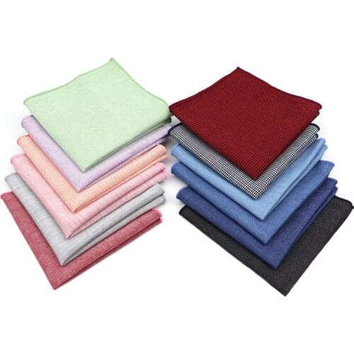 Solid Color 100% Cotton Hanky Vintage Pink Blue Purple Hankies Mens Suits Pocket Square Handkerchief Towel Casual Stylish Gift