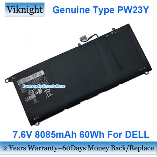 Genuine PW23Y 7.6V 8085mAh Laptop Battery For Dell TP1GT RNP72 P54G XPS Series 13-9360-D1509 13-9360-D1905S Notebook Batteries