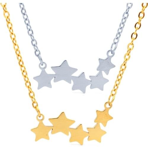 Lovers Gold Star Pendant Necklace Pentagram Charms Engagement Jewelry Stainless Steel Necklace For Women Girl