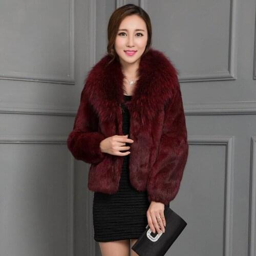 Real Rabbit Coat With Natural Raccoon Fur Collar Winter Jacket Women 2020 Fashion Short Coats Lady Outerwear WYQ827