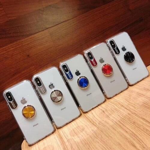 Suitable for iphone12pro12mini 8plus XR simple transparent lens protective sleeve mobile phone shell ring bracket SP47