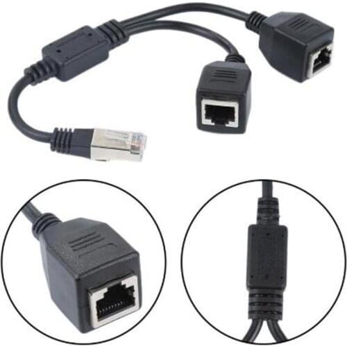 1 Male to 2 Female 2 Ways RJ45 Ports Ethernet Network Splitter Connector Extension Cables Router LAN Double Ports Plug Adapter