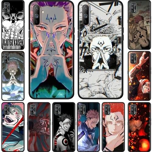 Luxury Phone Case For Realme 6 7 8 Pro C21 C3 XT 5 X50 C20 GT Neo C25 C11 Shockproof Black Soft Back Cover Anime Jujutsu Kaisen