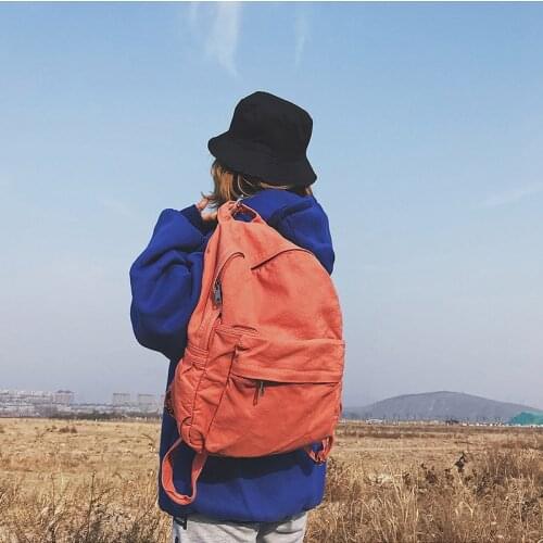 CGCBAG 2021 Vintage Backpack Women Canvas Student School Bag Female Waterproof Korean Style Solid Simple Backpack For Teenager