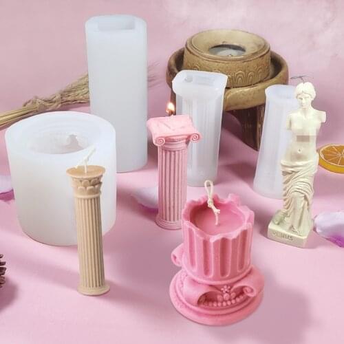 DIY Roman Pillar Column Candle Epoxy Mold Model Plaster Mould Crafts Making Molds Octagonal Beeswax Candle Mold Candle Mould