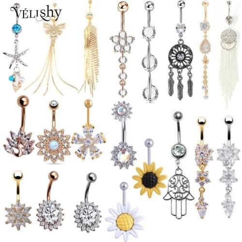 1pc Rose Navel Earrings For Belly Button Piercing Rings Surgical Steel Body Jewelry Piercing Nombril