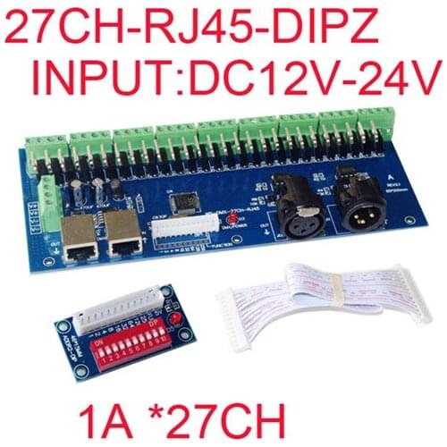 WS-DMX-27CH-RJ45-DIPZ DMX512 Controller 27-channel Decoder DC12V-24V 27A