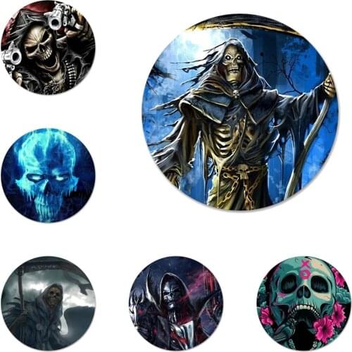58mm Grim Reaper Skull Skeleton Icons Pins Badge Decoration Brooches Metal Badges For Clothes Backpack Decoration