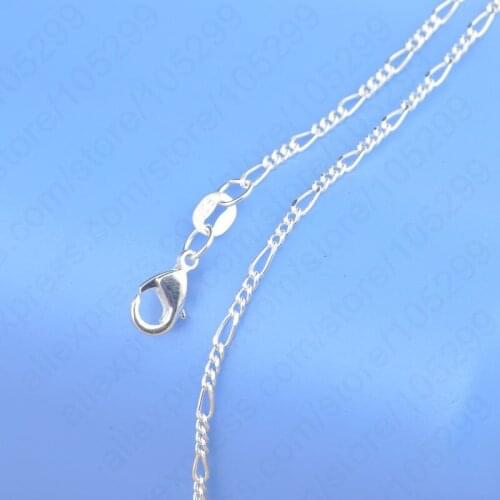 1PC Retail Fast Shipping Top Quality Real 925 Sterling Silver Figaro Necklace Chains With Flexible Lobster Clasps 16"-30"