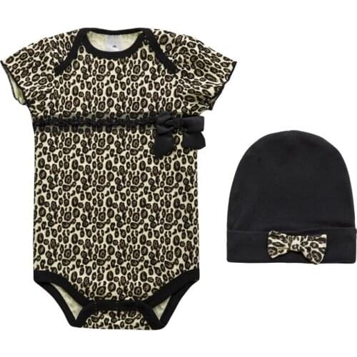 2pcs Newborn Baby Girl Clothes Hat+Romper Playsuit Leopard Jumpsuit Bebe Hats Rompers Bebes Clothing Set Roupa Infantil Outfit