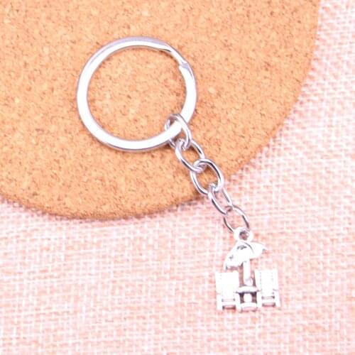 20pcs 20*14mm beach umbrella Pendants DIY Men Car Key Chain Ring Holder Keyring Souvenir Jewelry Gift