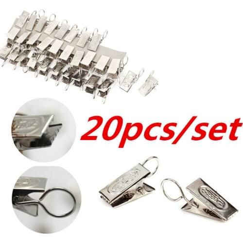 20pcs Curtain Rod Clips Drapery Clips Metal Stainless Steel Window Shower Curtain Rod Clip Rings Drapery Clips Clamps
