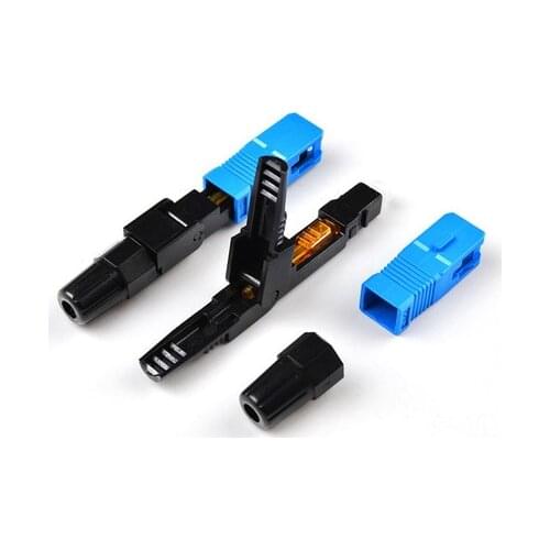 200pcs 0.3dB SC UPC Fiber Optic Fast Connector 100 SC FAST connector blue fibra FTTH single mode SC quick connector SC adapter