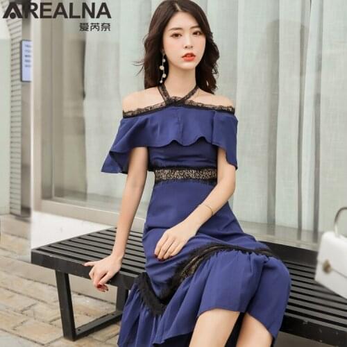 2021 new banquet elegant sexy summer dress Off-Shoulder lace Hollow out Midi Party dress Vintage women clothes vestidos