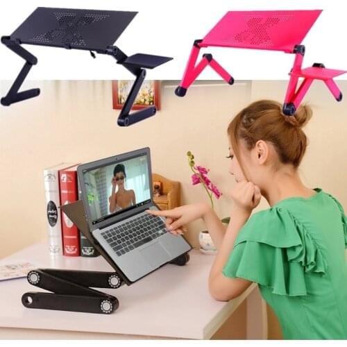 42 cm wide Portable Adjustable Foldable Laptop Desk Notebook Lap PC Folding Desk Table Vented Stand Bed Tray