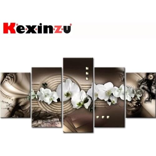 5pcs Full Square/Round Drill 5D DIY Diamond Painting Cross Stitch"Flower Home" Multi-picture Combination Embroidery Decor Home 3