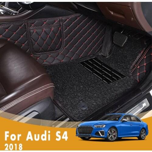 RHD Car Floor Mats For Audi S4 2018 Luxury Double Layer Wire Loop Custom Foot Pads Car Styling Carpets Covers Auto Accessories