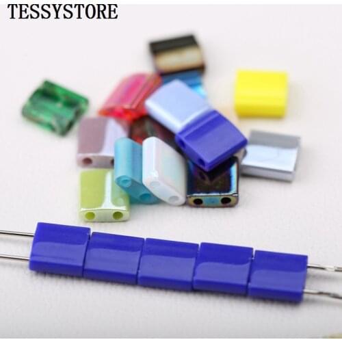 20pcs High Quality Square Glass Beads Double Hole Japanese Glass Beads For Jewelry Making Bracelet Necklace Handmade Accessories