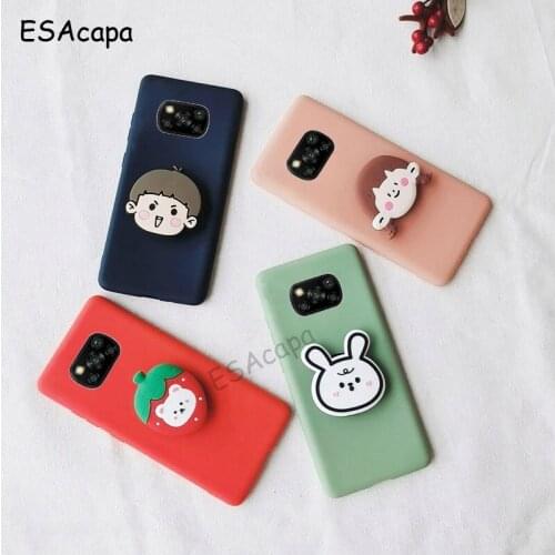 For Xiaomi POCO X3 Case 3D DIY Cute Soft Phone Case For Xiaomi POCO X3 NFC Candy Color Cartoon Matte Silicone Stand Back Cover