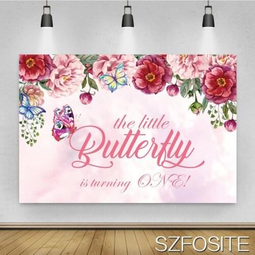 Beautiful Butterfly Flowers Background Girl Birthday Party Pink Backdrop Photography Studio Photo Kids Room Window Decoration