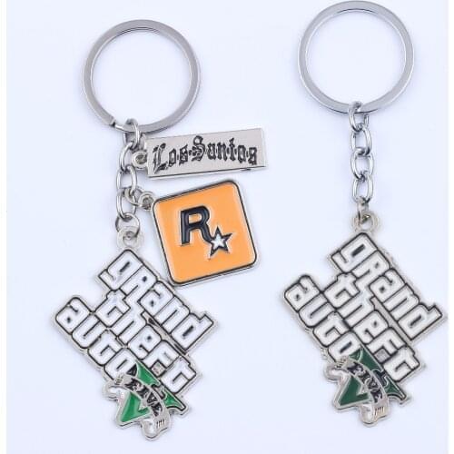 Hot Game Keychain Holder PS4 Xbox PC Keyfob Game GTA V Grand Theft Auto 5 Key Chain For Fans Key Ring llaveros Gift For Friends