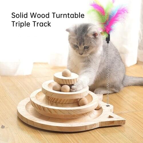 Chats Cat Toy Solid Wood Turntable From Hi Funny Cat Stick Cat Track Ball Small Mouse Solid Wood Scratching Board Catnip Toy
