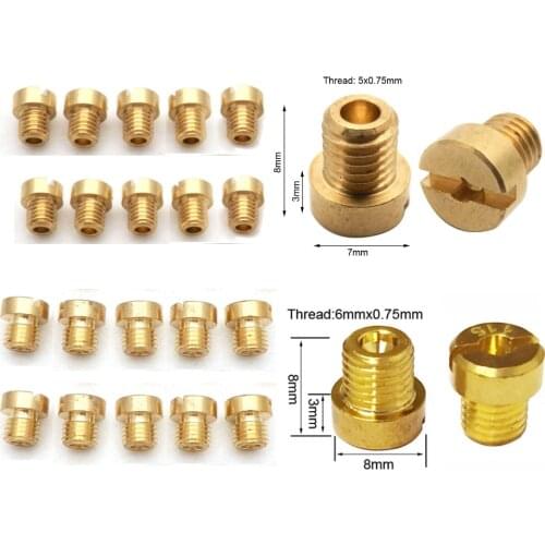 Pack of 10pcs Carburetor Main Jet M6 M5 6mm 5mm Thread for DellOrto BGM Motoforce Carburetor Injector Nozzle Size 50-200