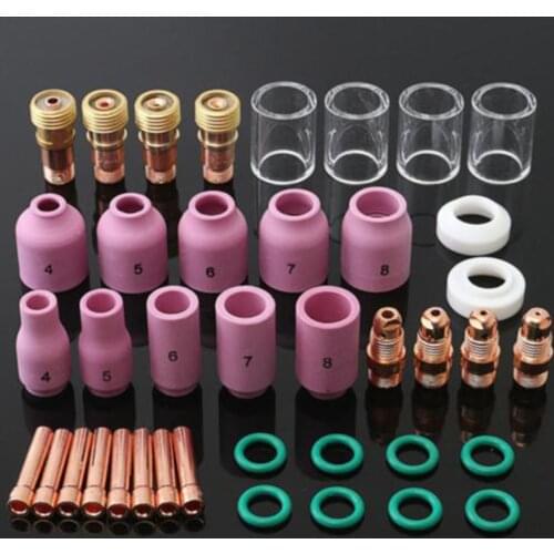 40Pcs Pyrex Glass Cups Kit For WP-17/18/26 wp26 Tig Torch Alumin Nozzle Collet Welding Torch Collets Gas Len Welding Accessories