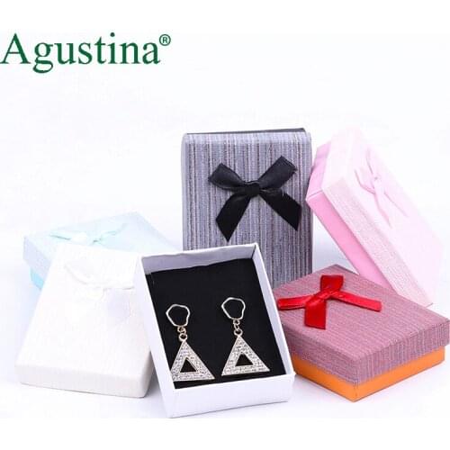 Box 2020 New Hot Engagement Ring Earrings Necklace Bow Square Jewelry Organizer Display Gift Holder Red Navy Black Pink Wedding