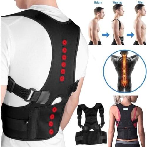 ZITY Posture Corrector Support Magnetic Lumbar Back Shoulder Brace Belt for Men Women Clavicle Fracture Support Back