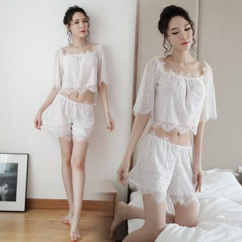 Lace Pajamas Lingerie Set Erotic Nightwear Plus Kawaii Lingerie Female Sleepwear Underwear Exotic Wear Lingerie