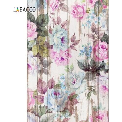 Laeacco Wooden Board Flowers Photophone Blossom Vintage Grunge Photography Backgrounds Birthday Backdrop Baby Portrait Photozone
