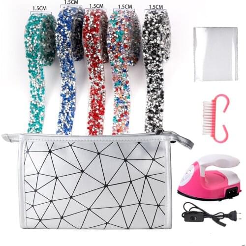 1.5*80cm/1 Roll Rhinestone Ribbon Hot Fix Rhinestone Tape DIY Rhinestone Trim Strip for Wedding Party Decoration DIY Kid Project