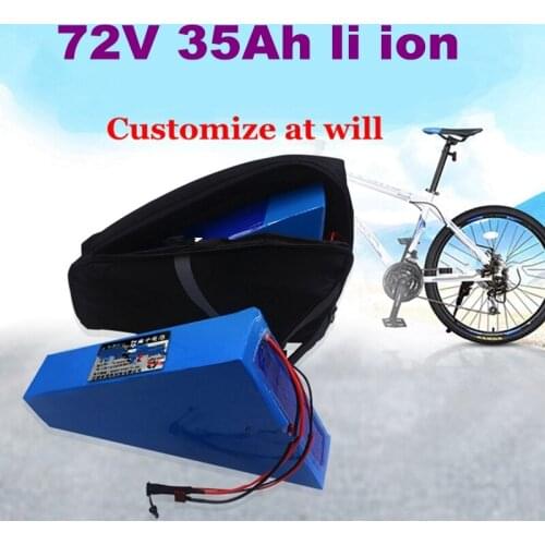 72V 35Ah lithium ion Triangle battery no 72V 20ah li ion with 80A BMS for 5000W Motorcyle scooter bike bicycle + 5A Charger +bag