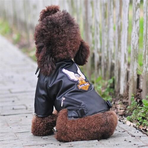 Locomotive Dog Jacket Eagle Pattern Dog Coat PU Leather Soft Waterproof Outdoor Puppy Outfit Windproof Bomber Pet Outdoor Jacket