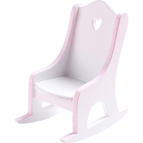 Simulation Mini Rocking Chair Furniture Model Toy for Doll House Decoration 1/12 Dollhouse Miniature Accessories Pink