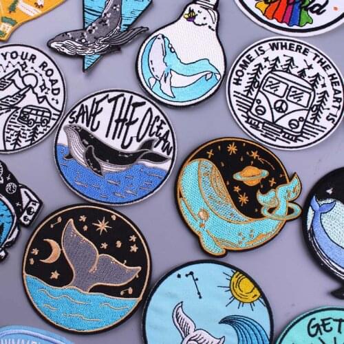 Cartoon Patch Whable Moon Stripes Patches For Clothing Outdoor Embroidery Patch On Clothes Iron On Patches Wave Stickers Badges