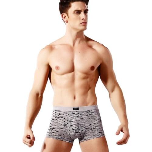Mens printed boxer mid-rise breathable sports underwear mens boxer
