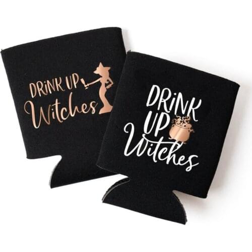 Drink Up Witches Beer Bottle Can Cooler Holder happy Halloween October 31 Bachelorette party bridesmaid gift birthday Decoration