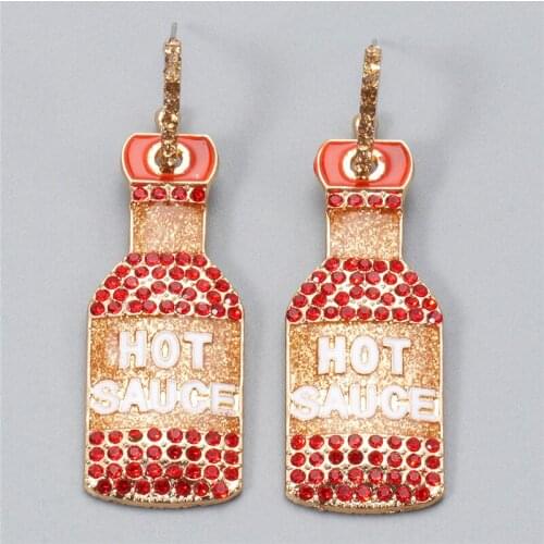 JUJIA New Cute Bottle Shaped Crystal Earrings for Women Fashion Jewelry Hyperbole Rhinestone Drop Earrings Accessories