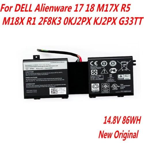 New Original 14.8V 86WH 2F8K3 Laptop Battery For DELL Alienware 17 18 M17X R5 M18X R1 2F8K3 0KJ2PX KJ2PX G33TT