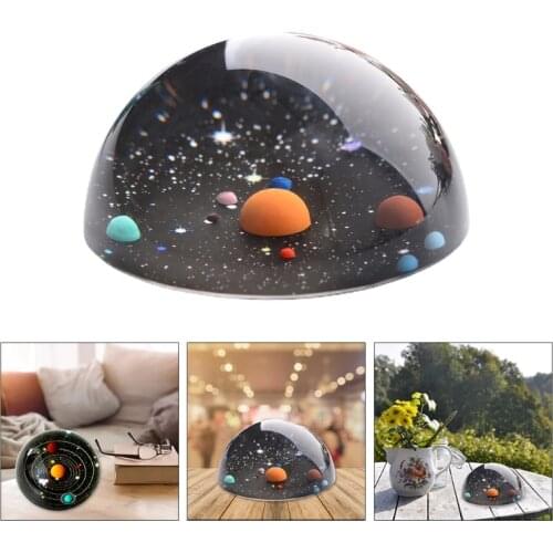 Half Ball Solar System 3D Crystal Ball Paperweight Home Decoration Ornaments Eight Planets Elegant Feng Shui Decor Craft