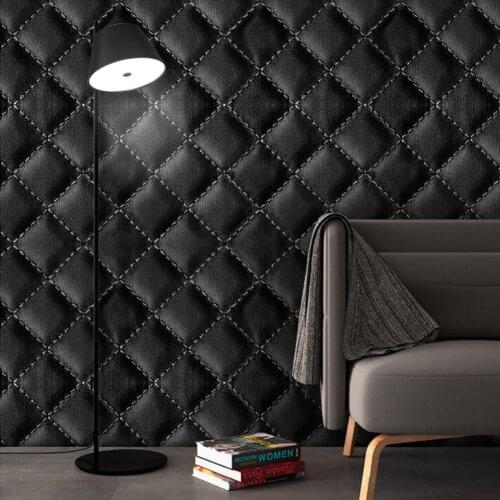 3D Faux Leather Wallpaper Self Adhesive Waterproof Living room TV Wall Decoration Wallcoverings White Black Red European