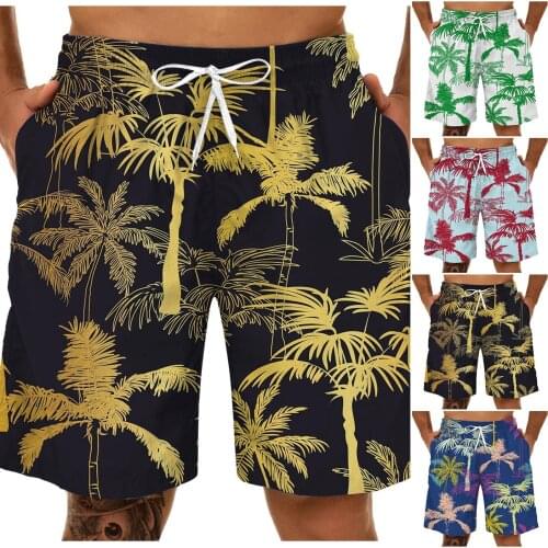 Mens Board Shorts Summer Palm Tree Print Tropical Bermudas Quick Dry Beach Wear Casual Shorts Surfing Boardshorts Swim Trunks