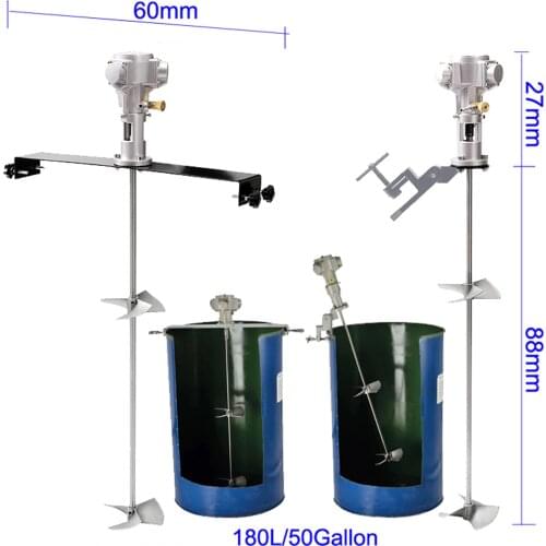 1/2 HP air agitator 1 ton tank mixer machine 1000L capacity stirrer pneumatic stirring tool folding propeller paint 50 gallon