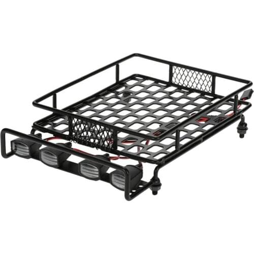 Top!-Roof Luggage Rack LED Light Bar for Wrangler Tamiya CC01 Axial SCX10 Aluminum Alloy Luggage Rack Car Roof Rack