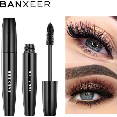 BANXEER Mascara 4d Volume Silk Fiber Eyelash Mascara 2PCS Waterproof Extension Thick Long Curling Mascara for Eyelashes