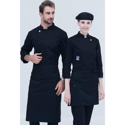 WELIVENICE New 2019 one bottom Chef Uniforms Men Women Golden Button Food Services Cooking Clothes 6 Color