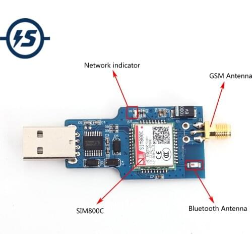 USB To GSM GPRS SIM800C Wireless Bluetooth Computer Control Calling With Antenna Wireless Module Quad-Band